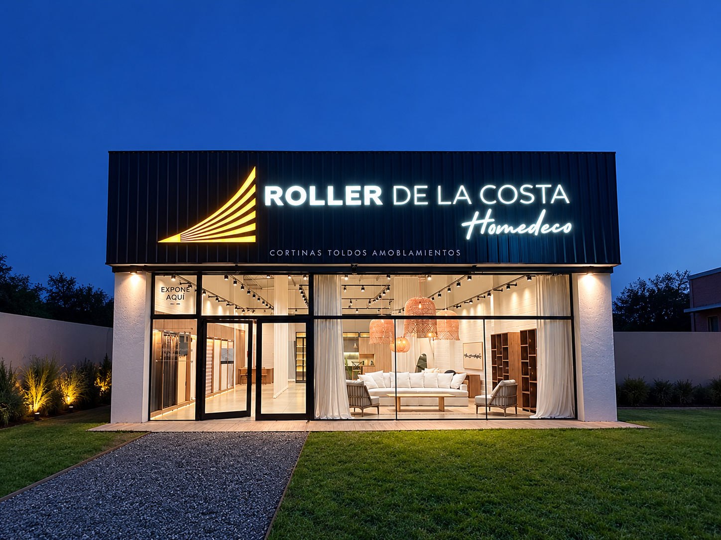 Frente del showroom de Roller de la Costa